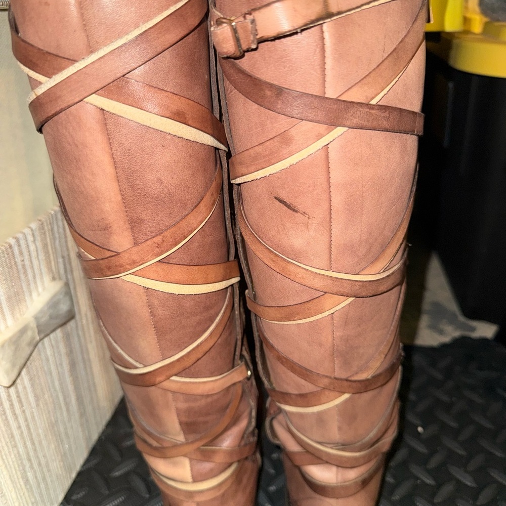 Women's Brown Strappy Boots